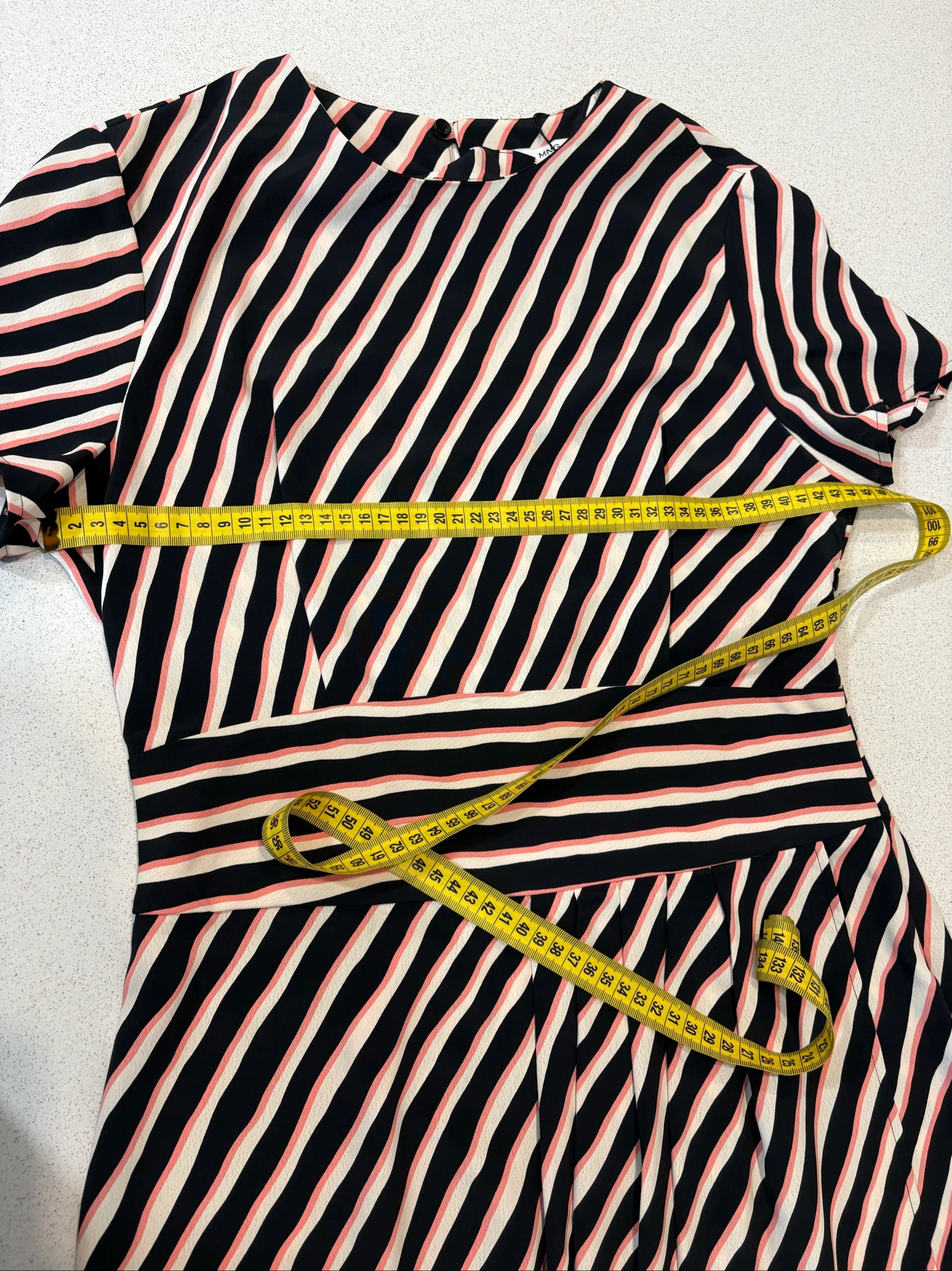 Robe Mango Suit rayée noire rose écrue – M – photo 7